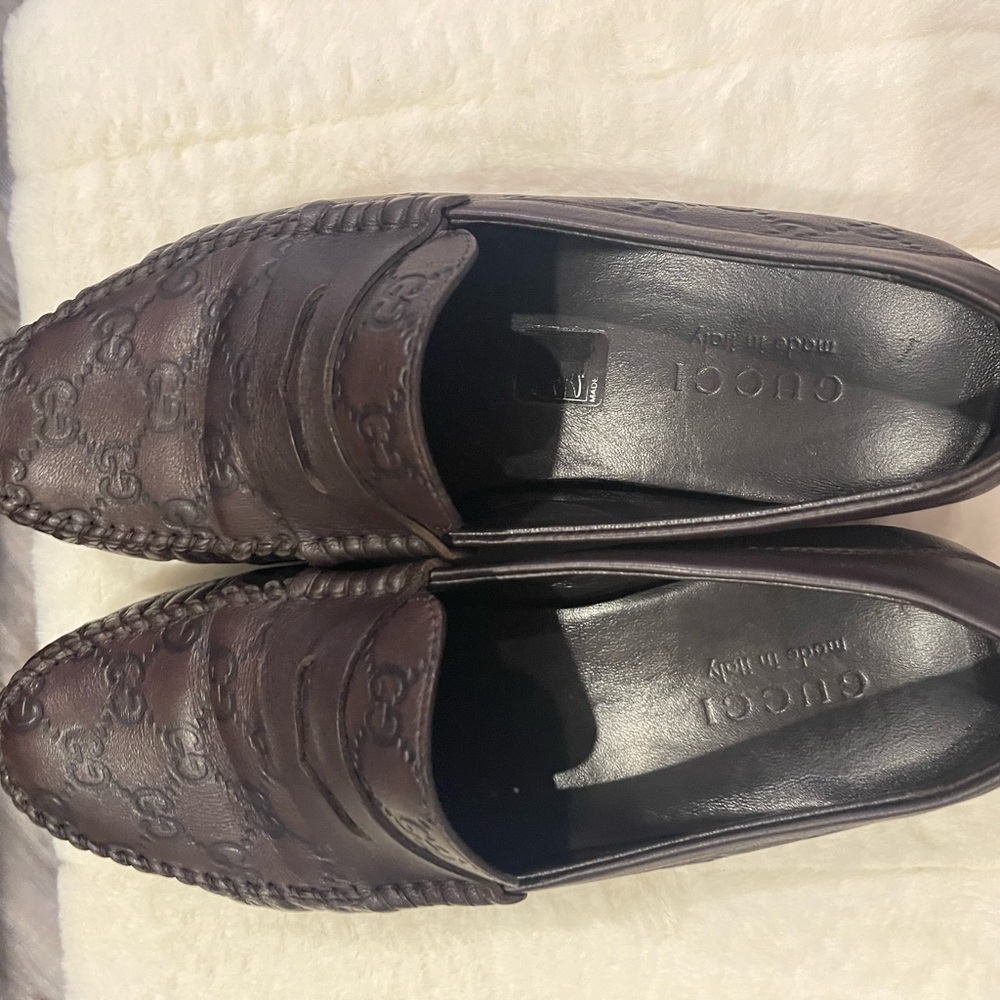 Gucci Brown Leather Slip-On Loafers